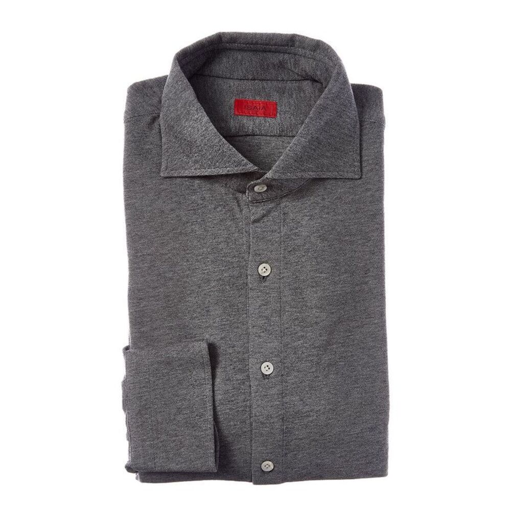 Isaia Mens  Jersey Sport Shirt, Grey
